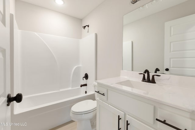 full bathroom with vanity, toilet, and shower / bath combination