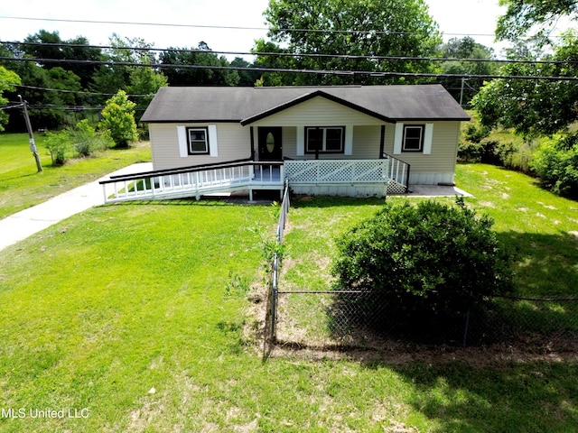 9108 Moser Ave, Vancleave, MS 39565 - ranch-style house with a front lawn and covered porch