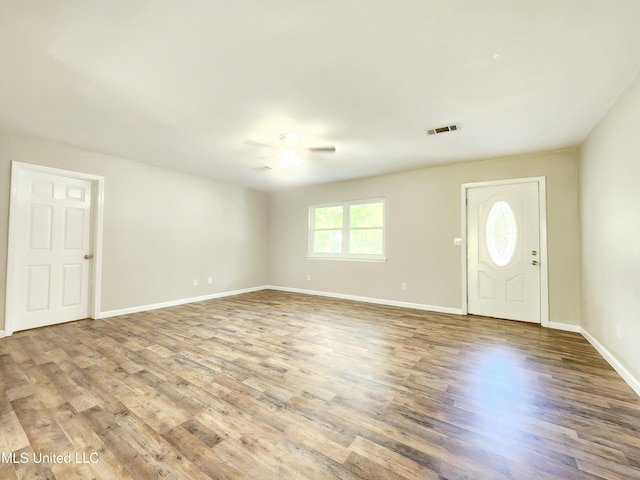 9108 Moser Ave, Vancleave, MS 39565 - entrance foyer with a ceiling fan, wood finished floors, and baseboards