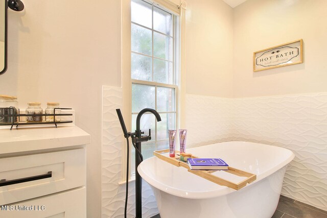 bathroom with a washtub