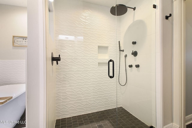 bathroom with plus walk in shower