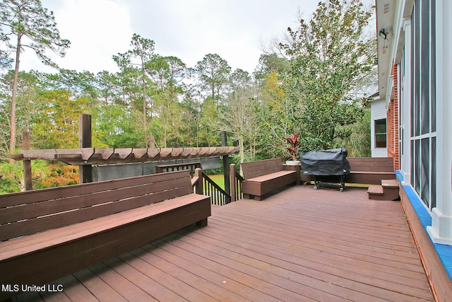 deck featuring area for grilling