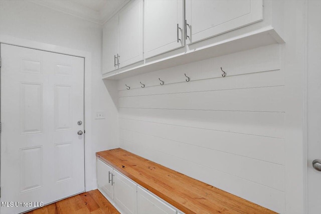 mudroom featuring light hardwood / wood-style flooring