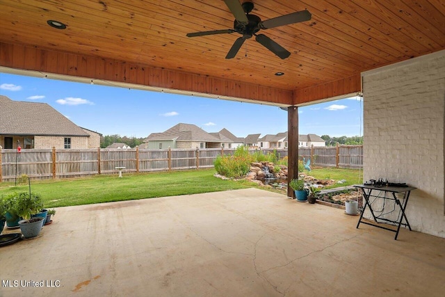 view of patio featuring ceiling fan