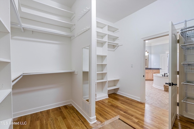 spacious closet with wood-type flooring