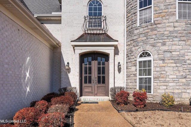 view of exterior entry with french doors