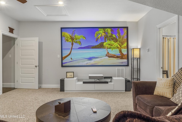 5705 Via Toscana, Ocean Springs, MS 39564 - carpeted living room with attic access and baseboards