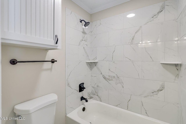 606 Black Oak Cir, Pearl, MS 39208 - bathroom with shower / washtub combination and ornamental molding
