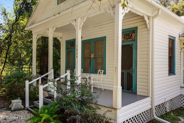 exterior space featuring covered porch