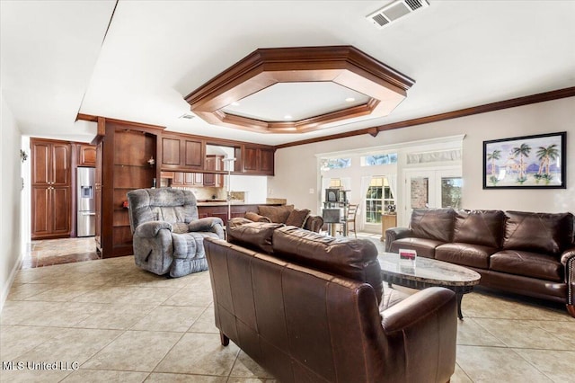 6313 Hermosa Dr, Ocean Springs, MS 39564 - living room with ornamental molding and light tile patterned flooring