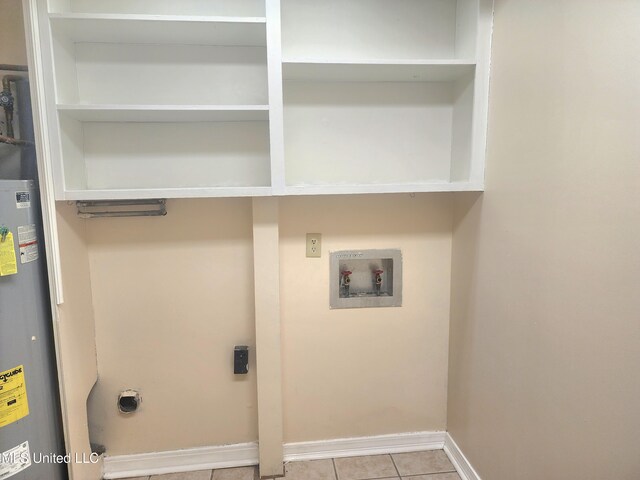 1618 Pear Orchard Pl, Jackson, MS 39211 - clothes washing area with tile patterned flooring, washer hookup, water heater, laundry area, and hookup for an electric dryer