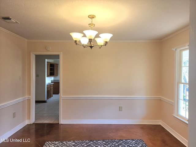 1618 Pear Orchard Pl, Jackson, MS 39211 - empty room with visible vents, baseboards, an inviting chandelier, and a healthy amount of sunlight