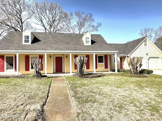 1618 Pear Orchard Pl, Jackson, MS 39211 - cape cod-style house featuring an attached garage, a porch, a front lawn, and a shingled roof