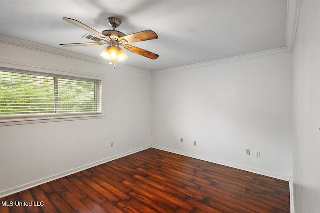 101 Lake Of Pines Dr, Jackson, MS 39206 - empty room featuring wood finished floors, crown molding, baseboards, and ceiling fan