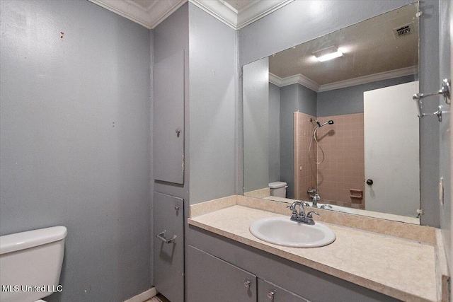 101 Lake Of Pines Dr, Jackson, MS 39206 - full bathroom with toilet, crown molding, a shower, and vanity