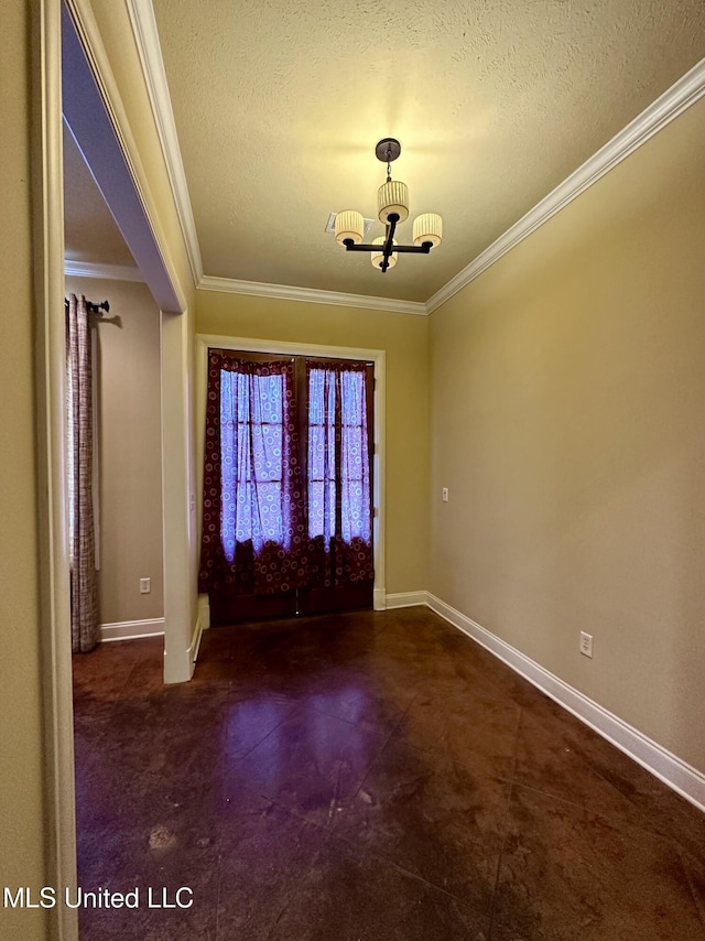 109 Brisage Dr, Madison, MS 39110 - foyer entrance featuring crown molding, an inviting chandelier, and a textured ceiling
