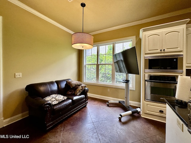 109 Brisage Dr, Madison, MS 39110 - interior space featuring baseboards, ornamental molding, and dark tile patterned flooring