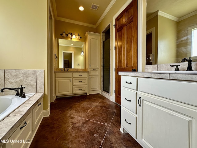 109 Brisage Dr, Madison, MS 39110 - bathroom featuring crown molding, visible vents, a bath, and a sink