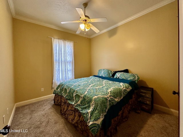 109 Brisage Dr, Madison, MS 39110 - bedroom featuring a ceiling fan, baseboards, ornamental molding, and carpet floors