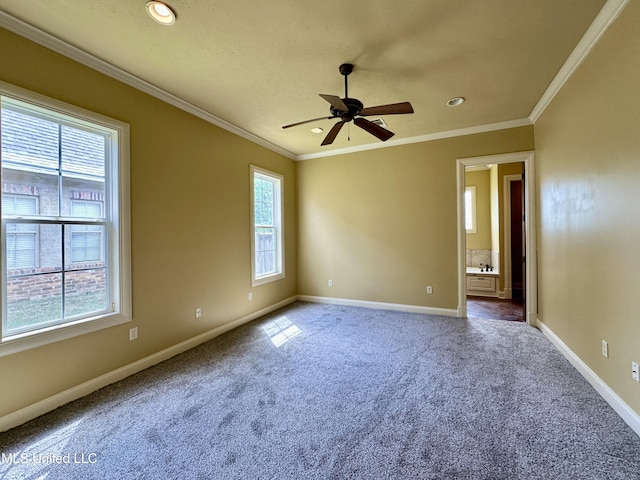109 Brisage Dr, Madison, MS 39110 - spare room with crown molding, a healthy amount of sunlight, baseboards, and a ceiling fan