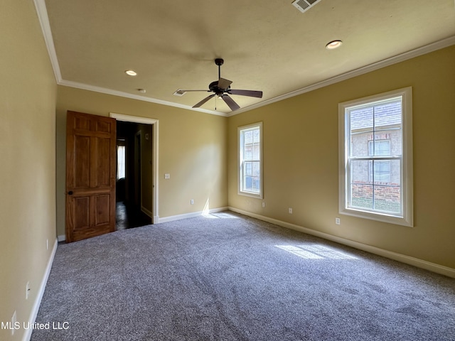 109 Brisage Dr, Madison, MS 39110 - carpeted spare room with crown molding, baseboards, and plenty of natural light