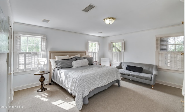 bedroom featuring multiple windows and carpet floors