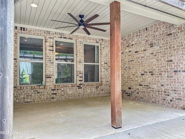 view of patio / terrace featuring a ceiling fan