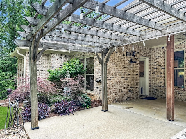 view of patio / terrace featuring a pergola