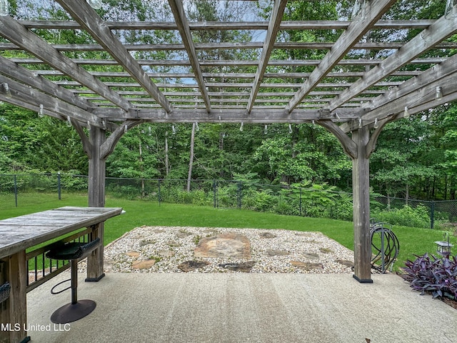 view of patio / terrace featuring a pergola