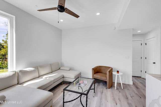 1302 Magnolia St Unit A101, Gulfport, MS 39507 - living room featuring light wood-type flooring, ceiling fan, and recessed lighting