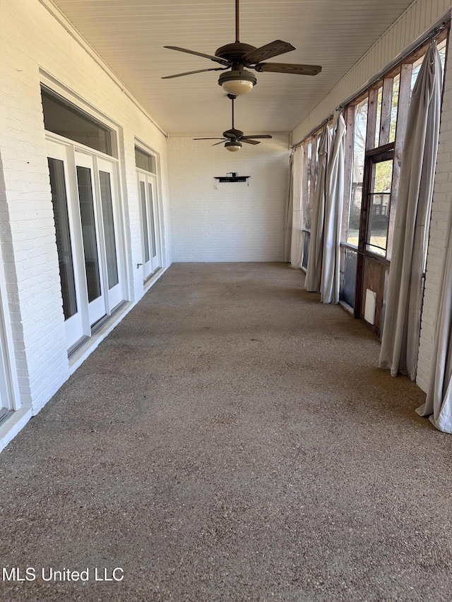 view of unfurnished sunroom