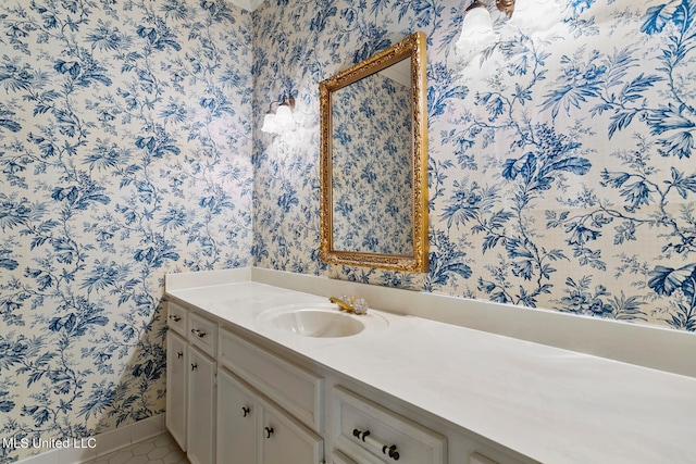 bathroom featuring vanity and tile patterned floors