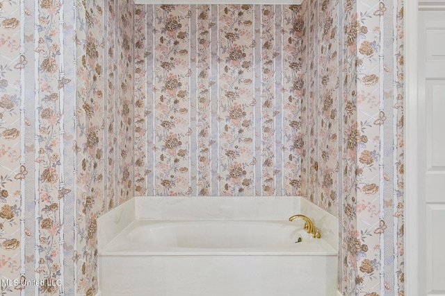 bathroom featuring a washtub