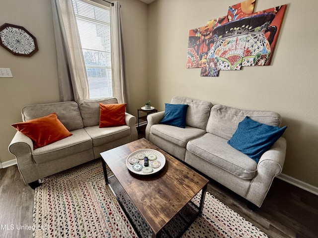 living room featuring hardwood / wood-style flooring