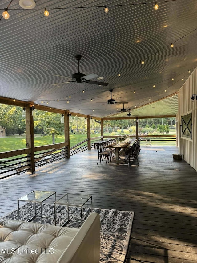 view of patio / terrace featuring an outdoor hangout area and ceiling fan