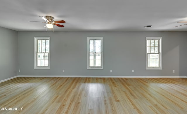 5887 Scotland Rd, Bentonia, MS 39040 - empty room with a ceiling fan, baseboards, and wood finished floors