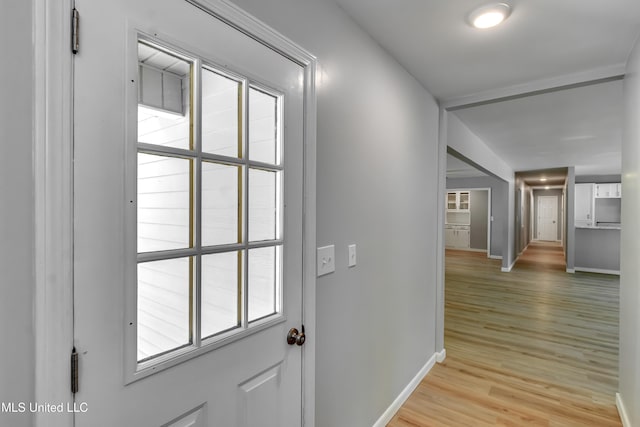 5887 Scotland Rd, Bentonia, MS 39040 - corridor featuring baseboards and light wood finished floors