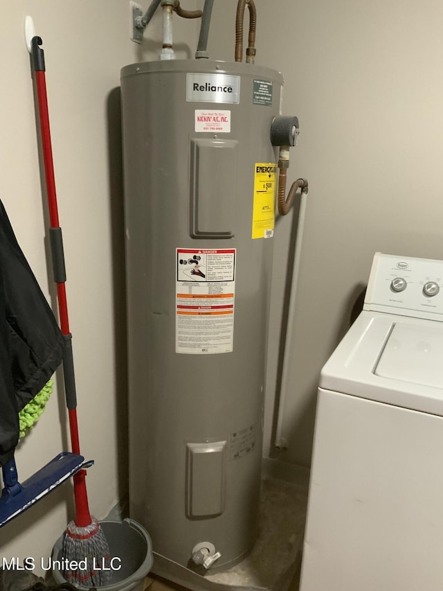 utilities featuring washer / dryer and electric water heater