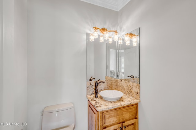 7528 Crooked Stick Dr, Diamondhead, MS 39525 - half bath with vanity and ornamental molding