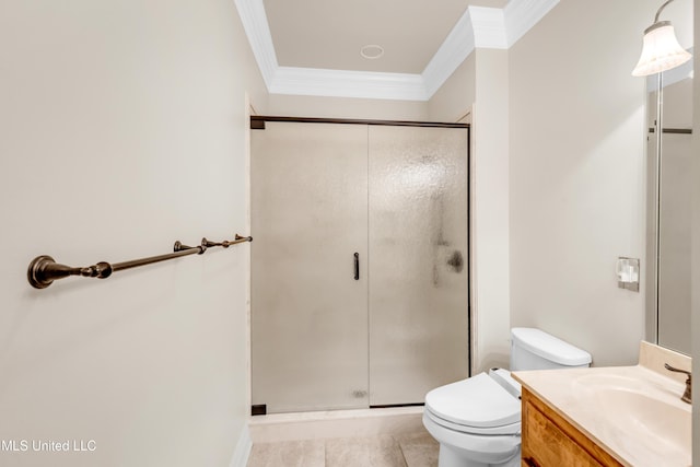7528 Crooked Stick Dr, Diamondhead, MS 39525 - full bath with crown molding, vanity, and a shower stall