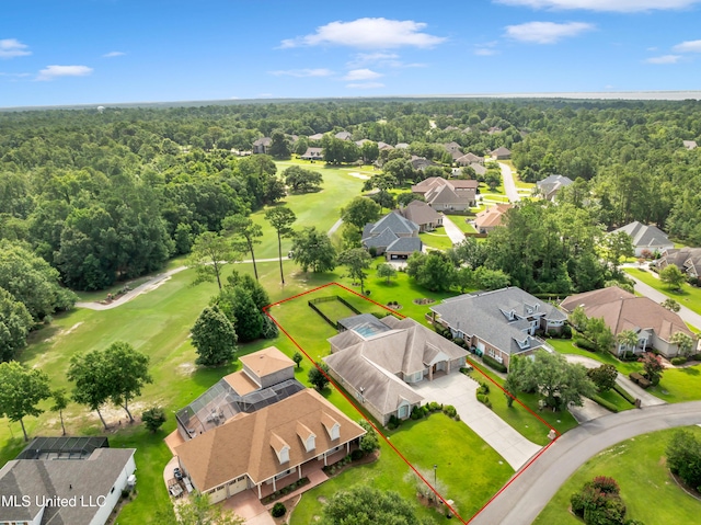 7528 Crooked Stick Dr, Diamondhead, MS 39525 - aerial view of residential area featuring property parcel outlined and a forest