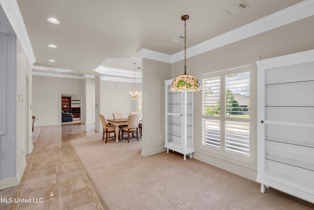 7528 Crooked Stick Dr, Diamondhead, MS 39525 - dining area featuring ornamental molding, recessed lighting, and a chandelier