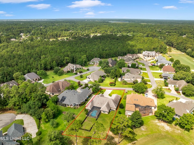 7528 Crooked Stick Dr, Diamondhead, MS 39525 - aerial perspective of suburban area with a forest and property boundaries highlighted