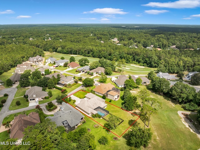 7528 Crooked Stick Dr, Diamondhead, MS 39525 - aerial view of residential area featuring a forest and property boundaries highlighted