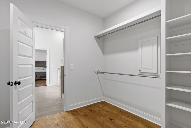 walk in closet featuring wood finished floors