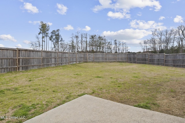 view of yard featuring a fenced backyard