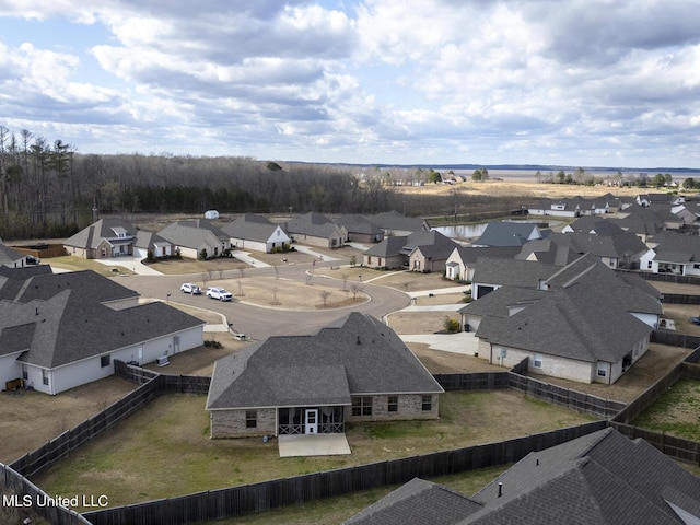 aerial view with a residential view