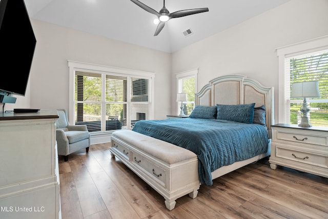 4270 Sunset Rd, Nesbit, MS 38651 - bedroom with visible vents, ceiling fan, and wood finished floors