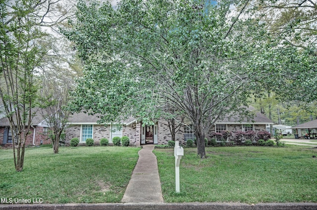 view of front of house with a front lawn