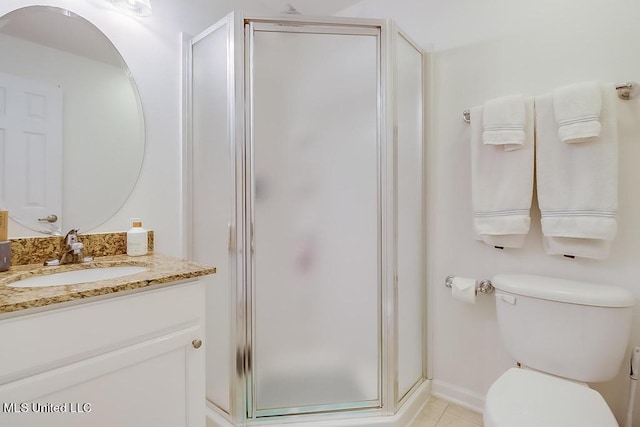 2421 Beachview Dr Unit D07, Ocean Springs, MS 39564 - full bath featuring a shower stall, vanity, toilet, tile patterned floors, and baseboards